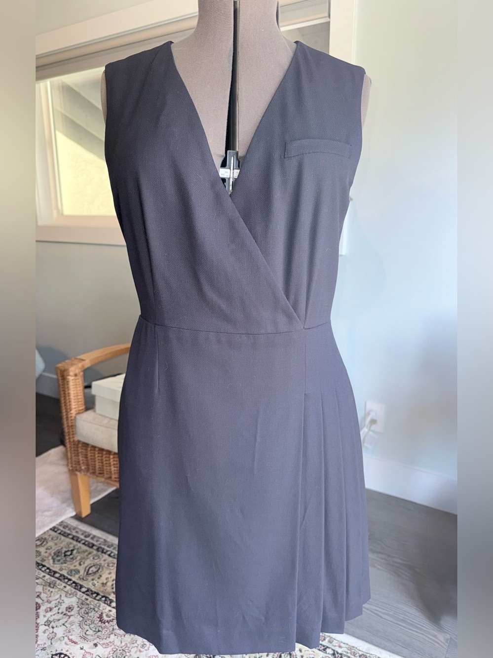 Tory Burch Navy Blue Tailored Suiting Faux Wrap Dress sz 14